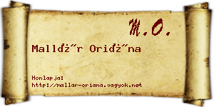 Mallár Oriána névjegykártya